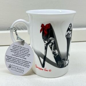 👠 Christopher Vine Design heel mug NWT black white Australia stiletto bone China